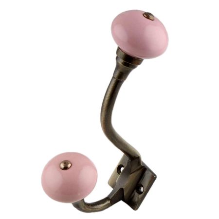 Pink Round Ceramic Antique Iron Hooks